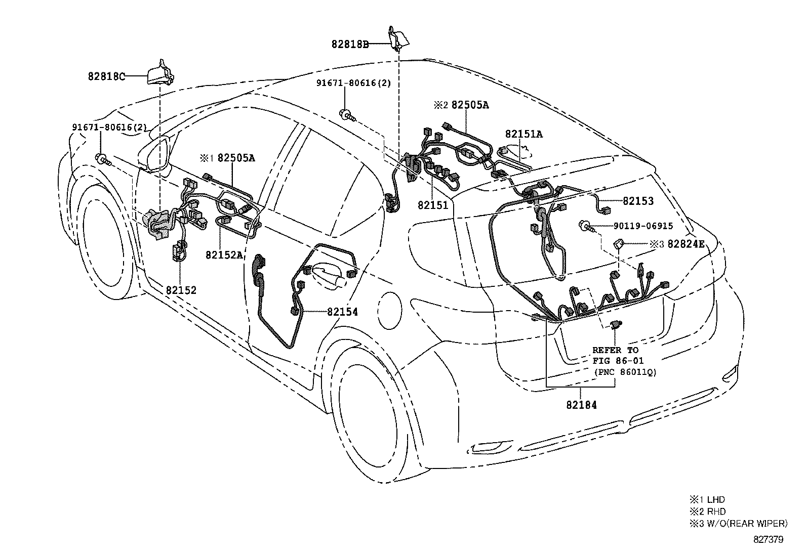 82142-76280 WIRE, INSTRUMENT PANEL, NO.2 product image
