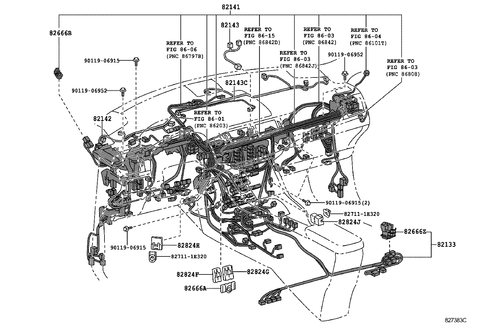 82142-76280 WIRE, INSTRUMENT PANEL, NO.2 product image