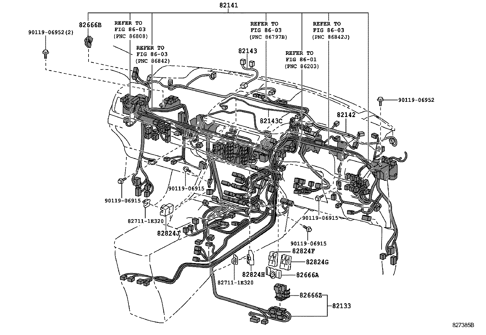 82142-76280 WIRE, INSTRUMENT PANEL, NO.2 product image