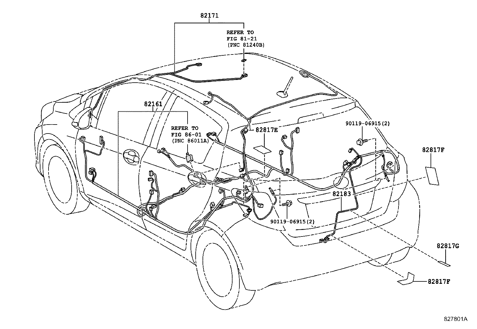 82154-52521 WIRE, REAR DOOR, NO.2 product image