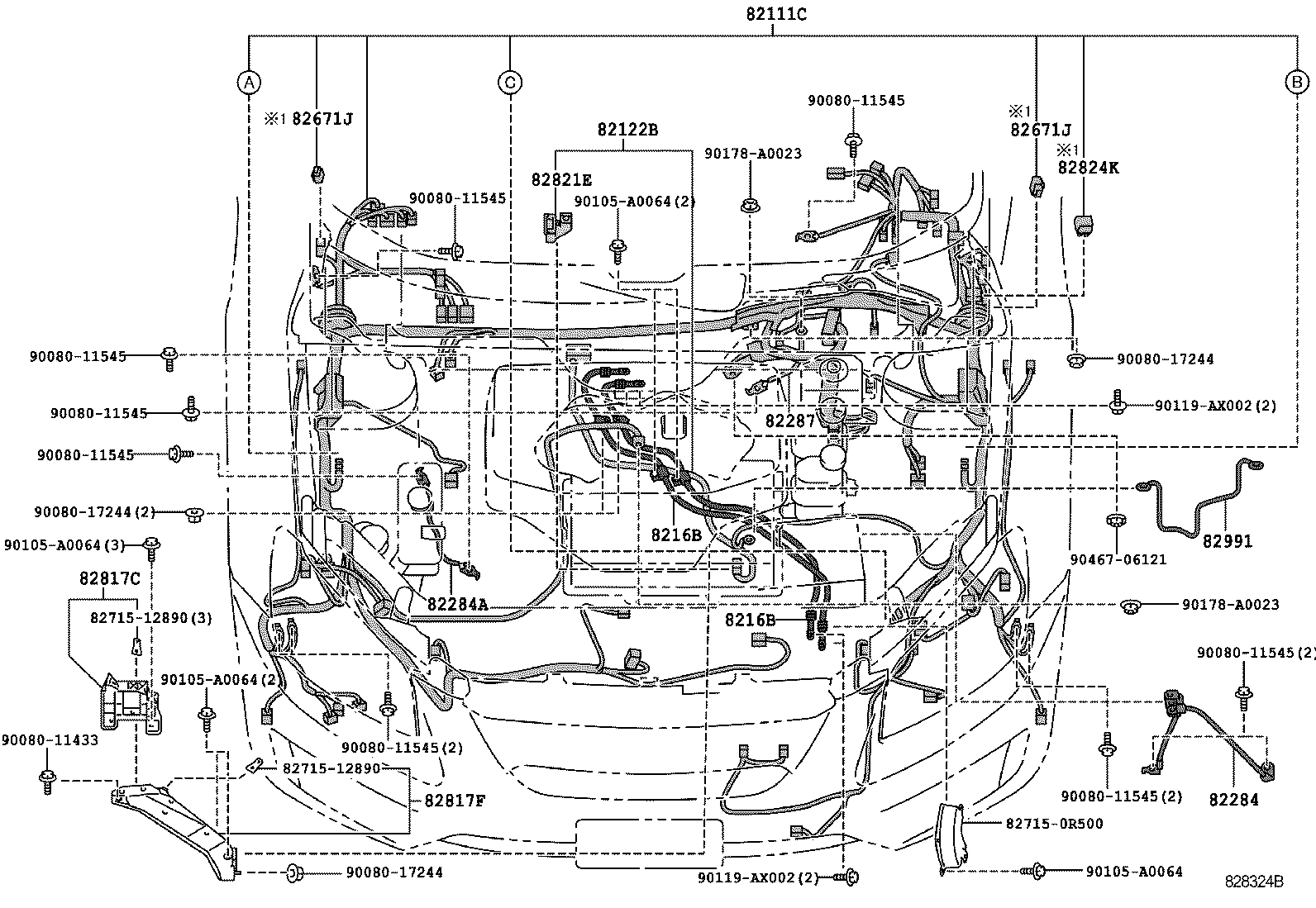 Toyota 82153-0R010 WIRE, REAR DOOR, NO.1