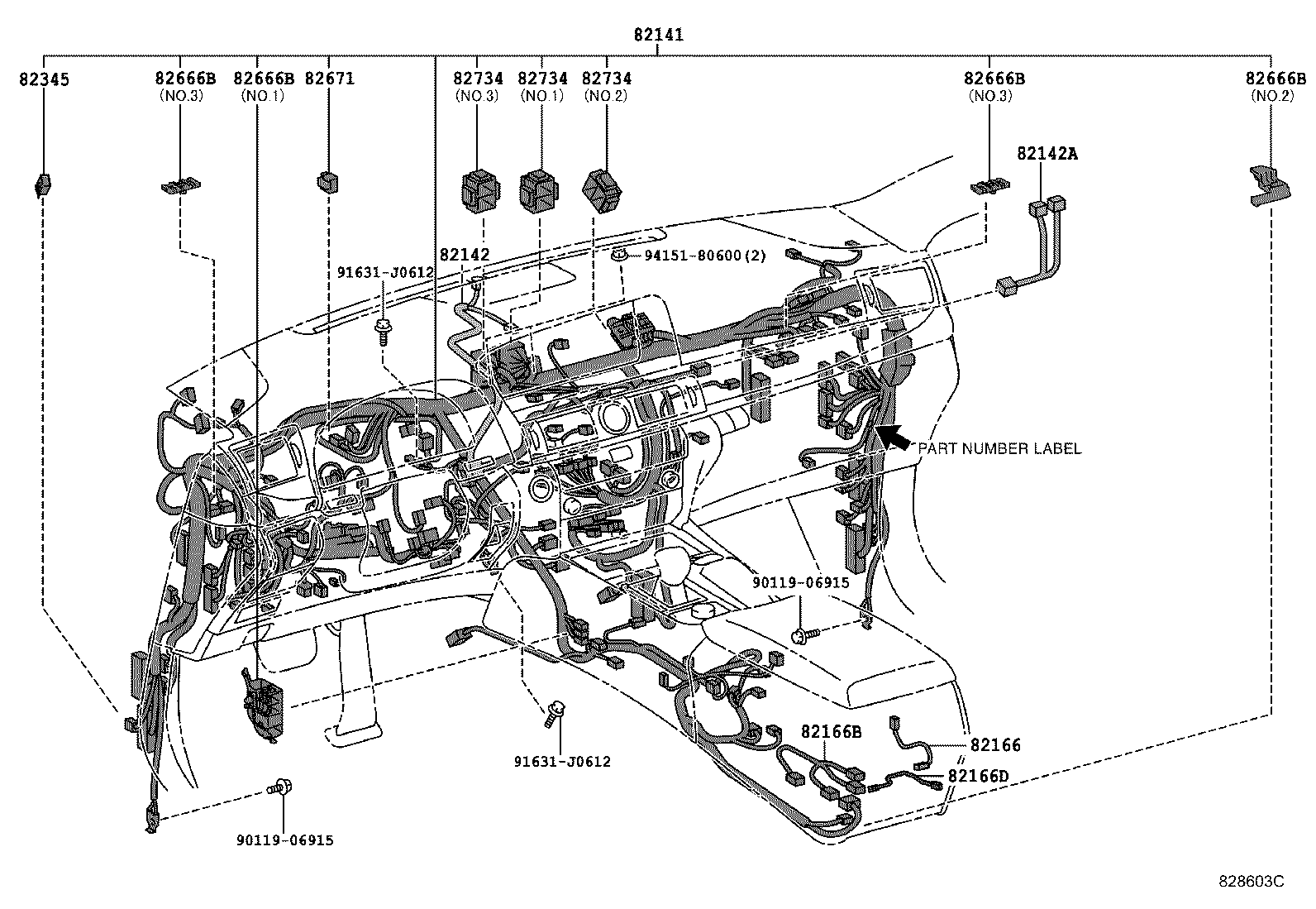 82142-50090 WIRE, INSTRUMENT PANEL, NO.2 product image