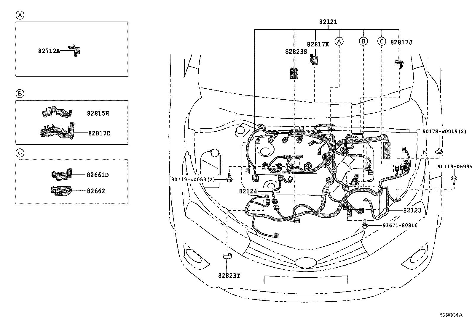 82712-28440 SUPPORT, WIRING HARNESS product image