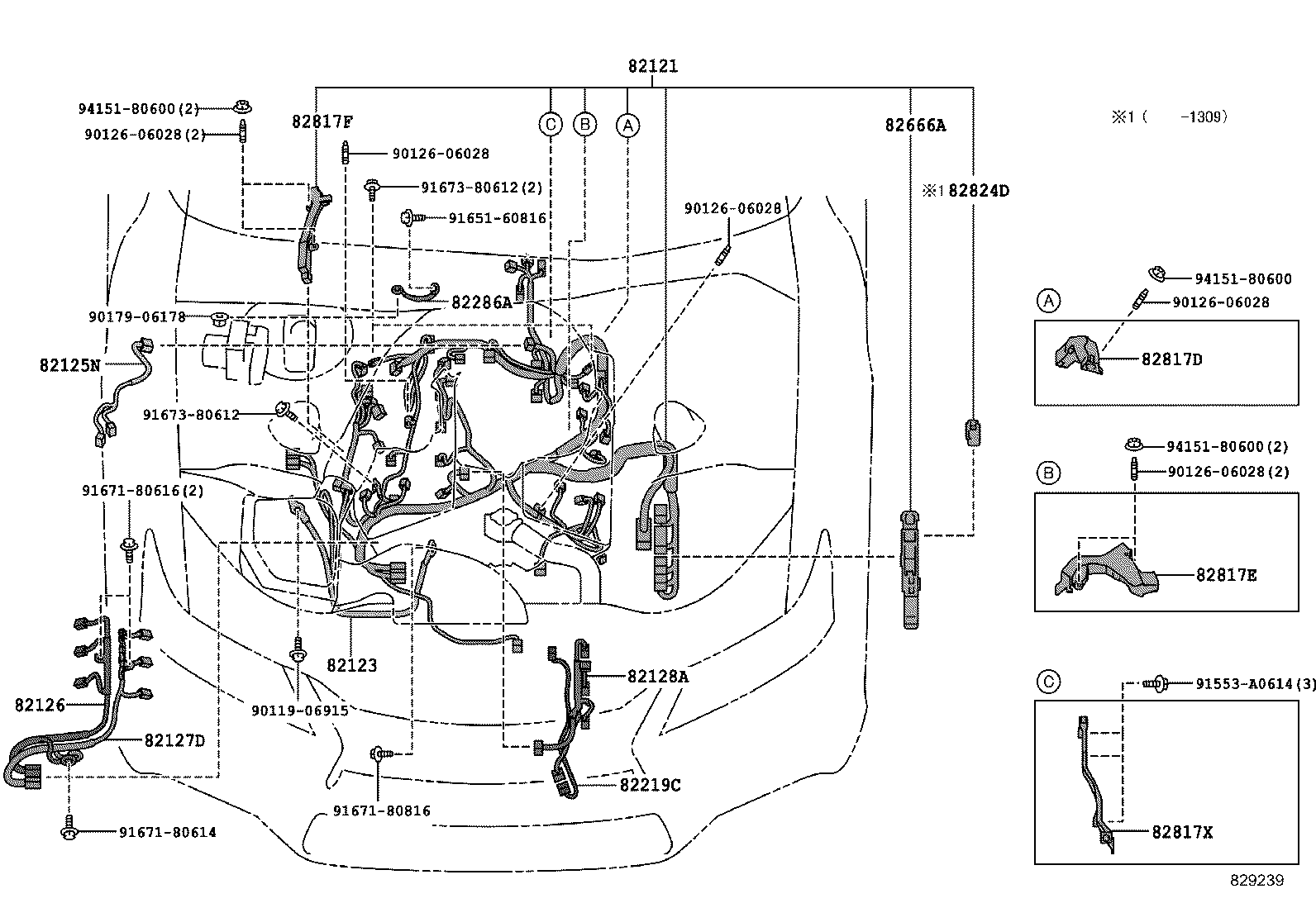 82191-30610 WIRE, FRONT SEAT, RH product image