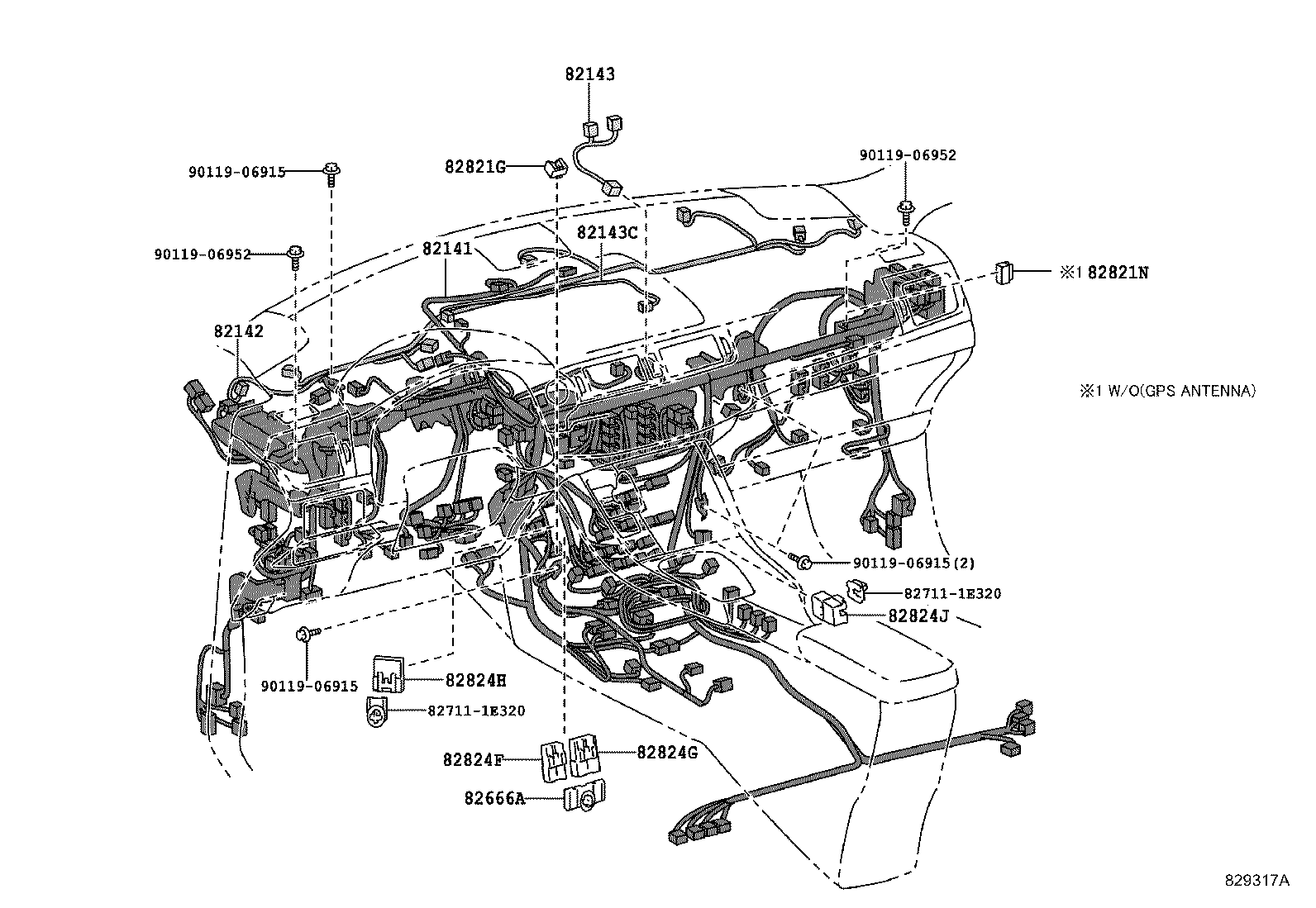82142-76280 WIRE, INSTRUMENT PANEL, NO.2 product image