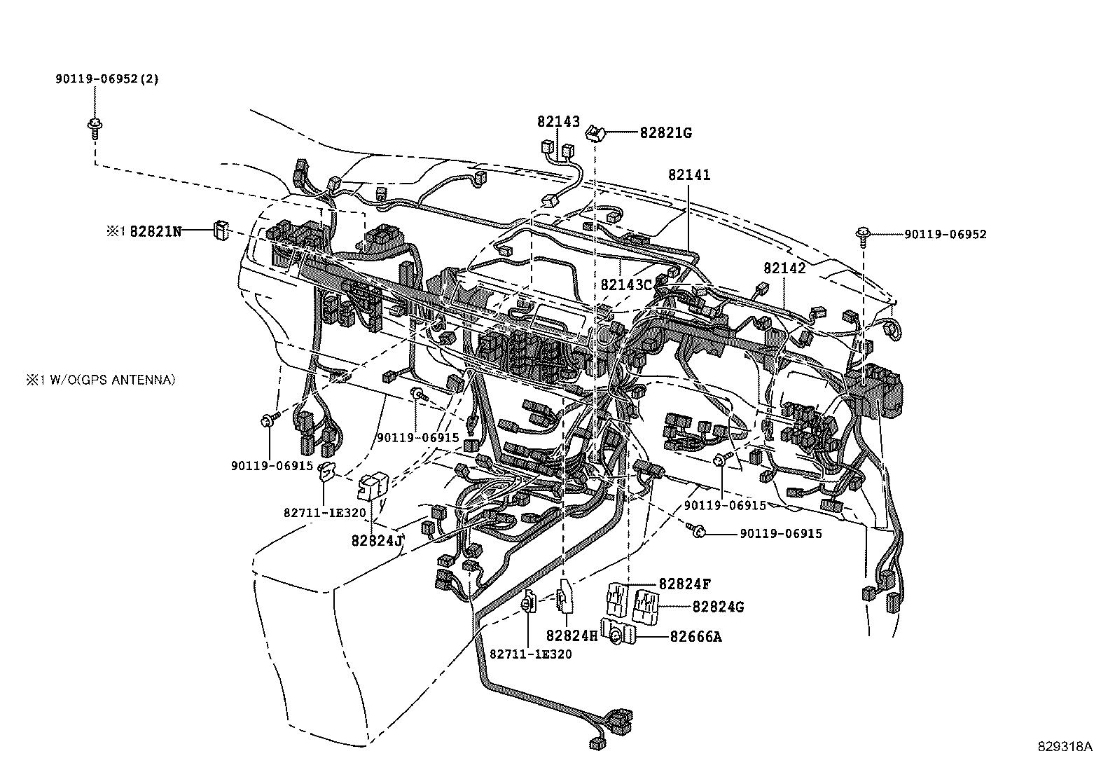 82142-76280 WIRE, INSTRUMENT PANEL, NO.2 product image