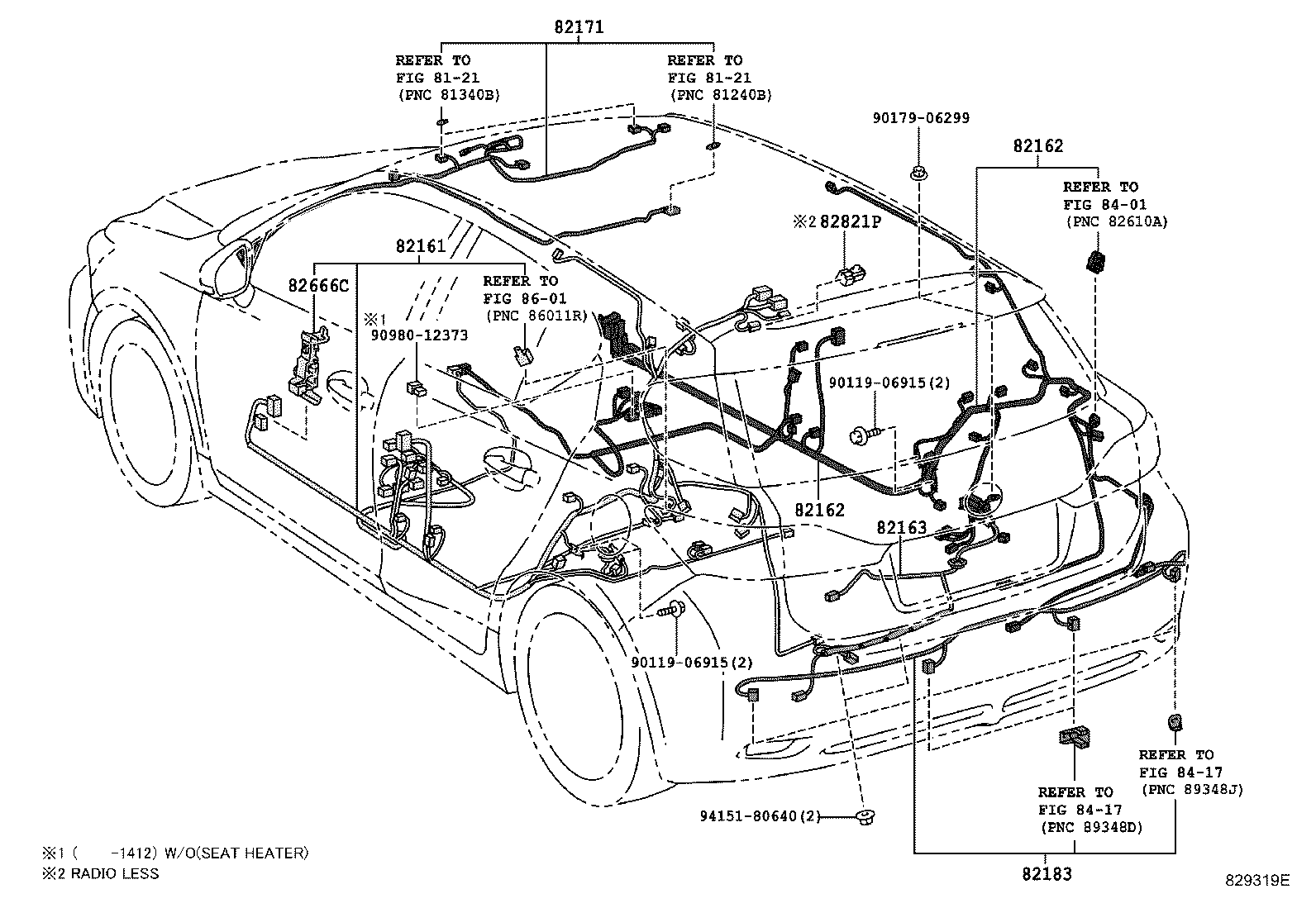 82142-76280 WIRE, INSTRUMENT PANEL, NO.2 product image