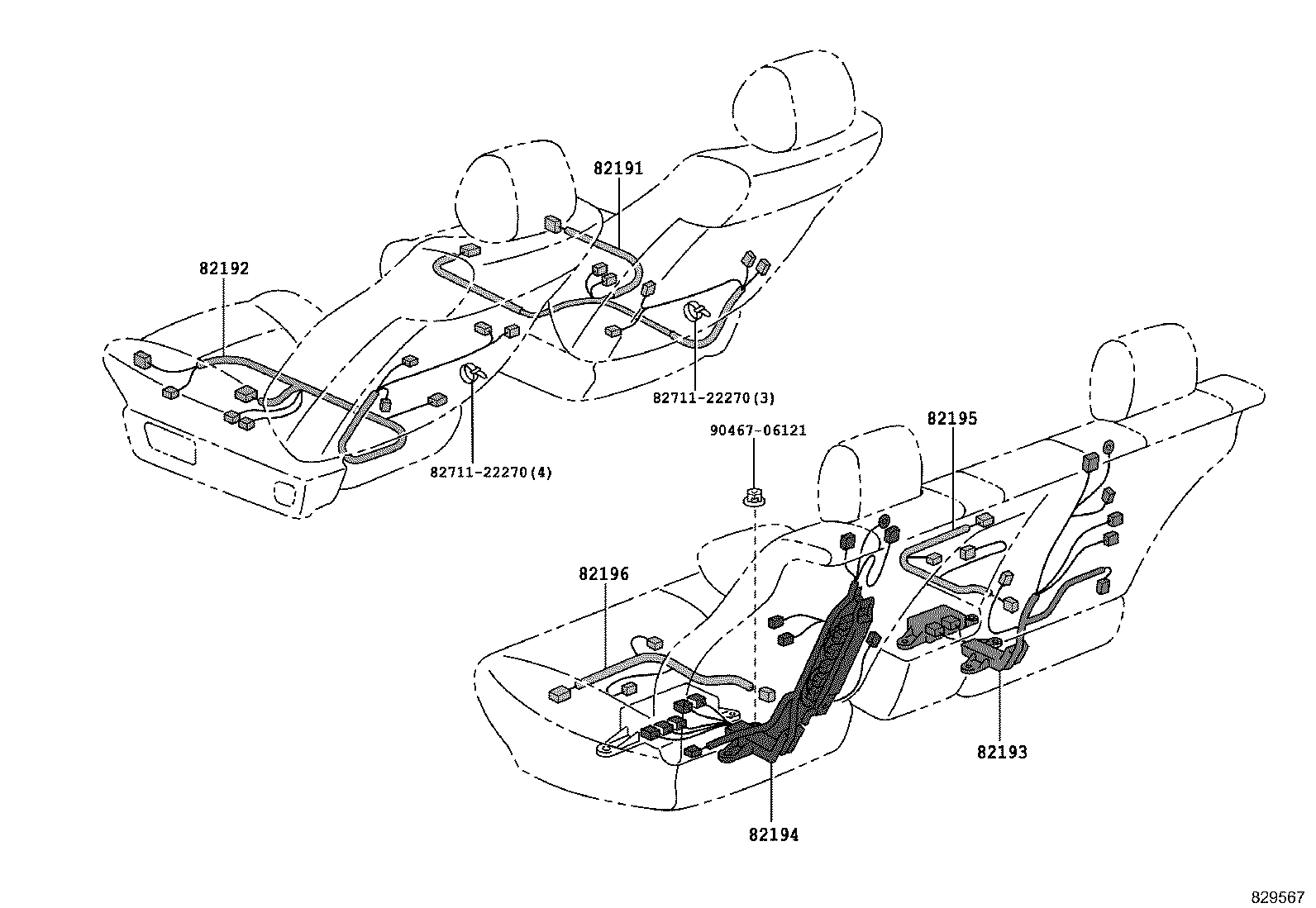 82192-50100 WIRE, FRONT SEAT, LH product image