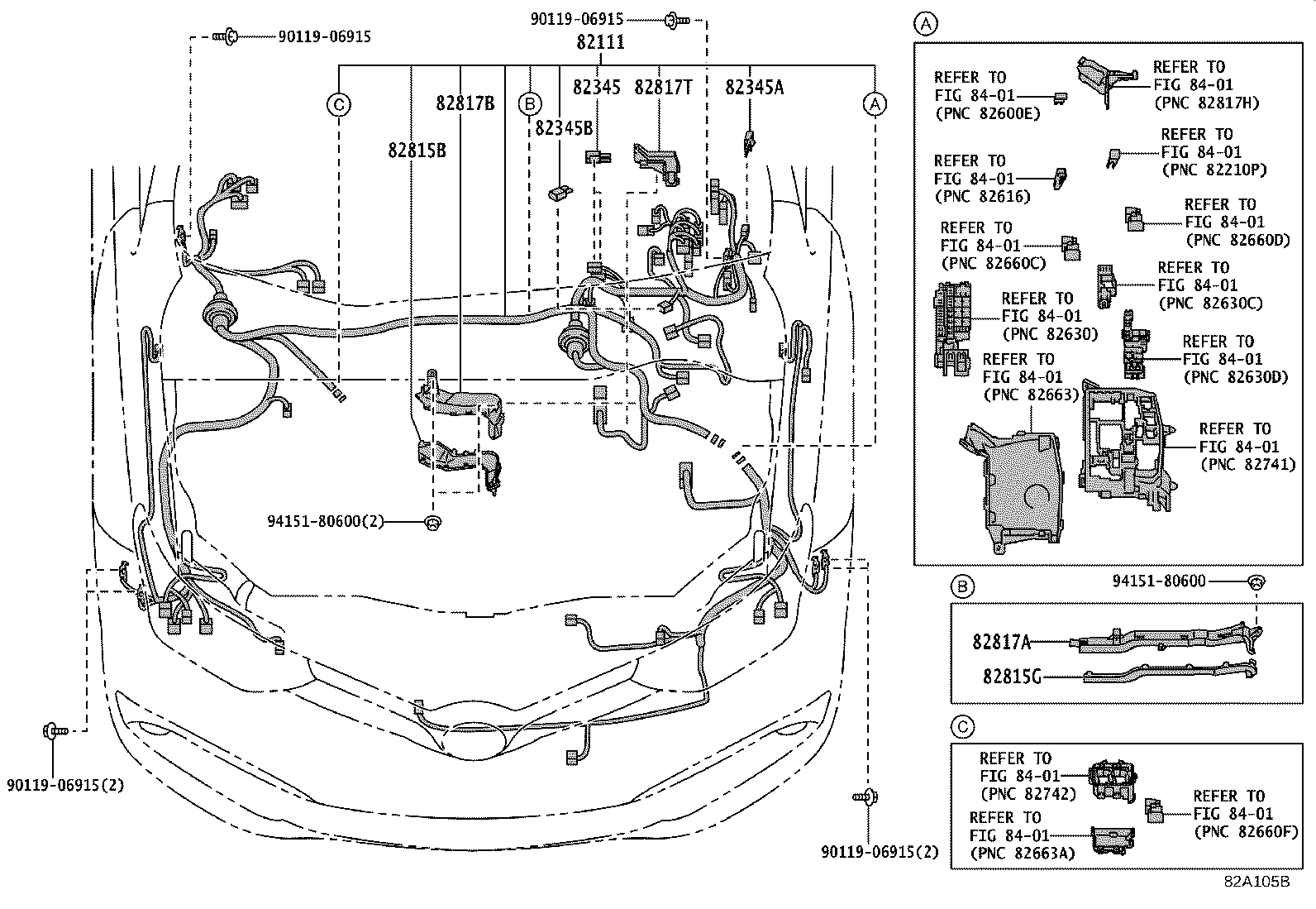 Toyota 82154-12B60 WIRE, REAR DOOR, NO.2