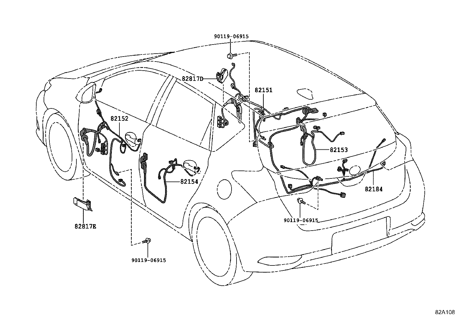 82191-12100 WIRE, FRONT SEAT, RH product image