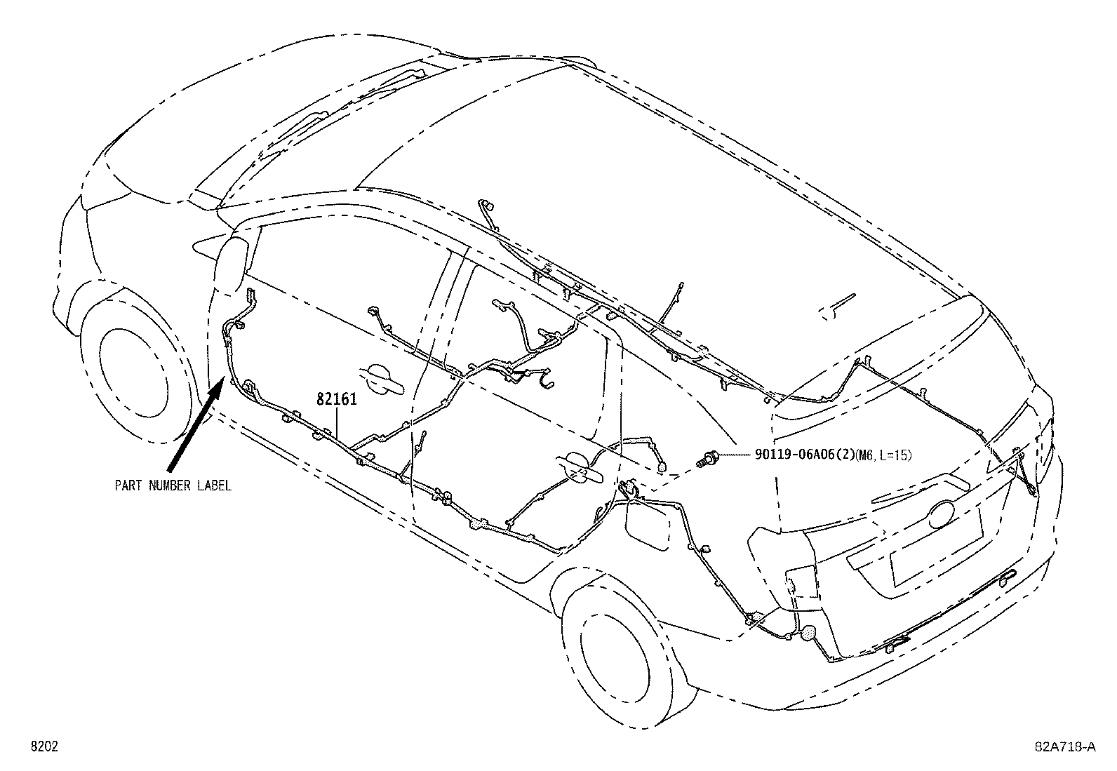 82153-BZ400 WIRE, REAR DOOR, RH product image