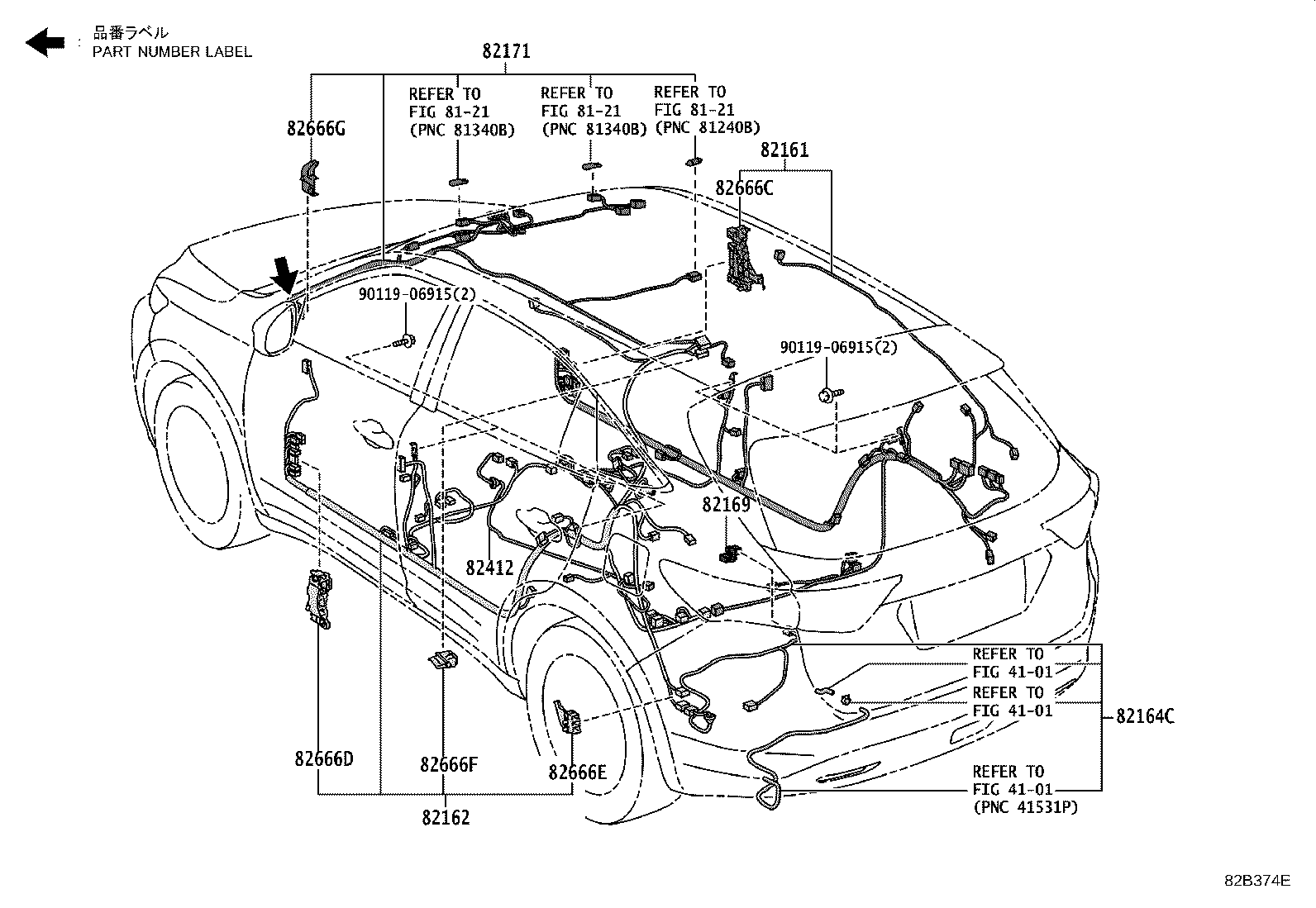 82142-48G80 WIRE, INSTRUMENT PANEL, NO.2 product image