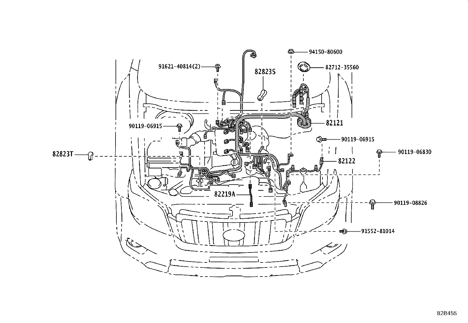 82712-60B70 SUPPORT, WIRING HARNESS product image