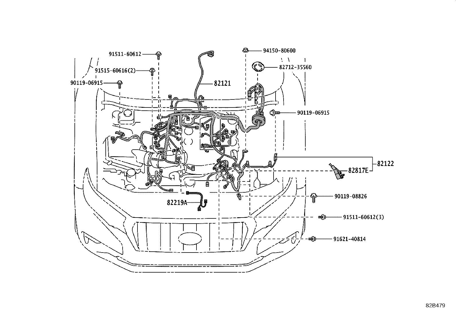 82712-60B70 SUPPORT, WIRING HARNESS product image