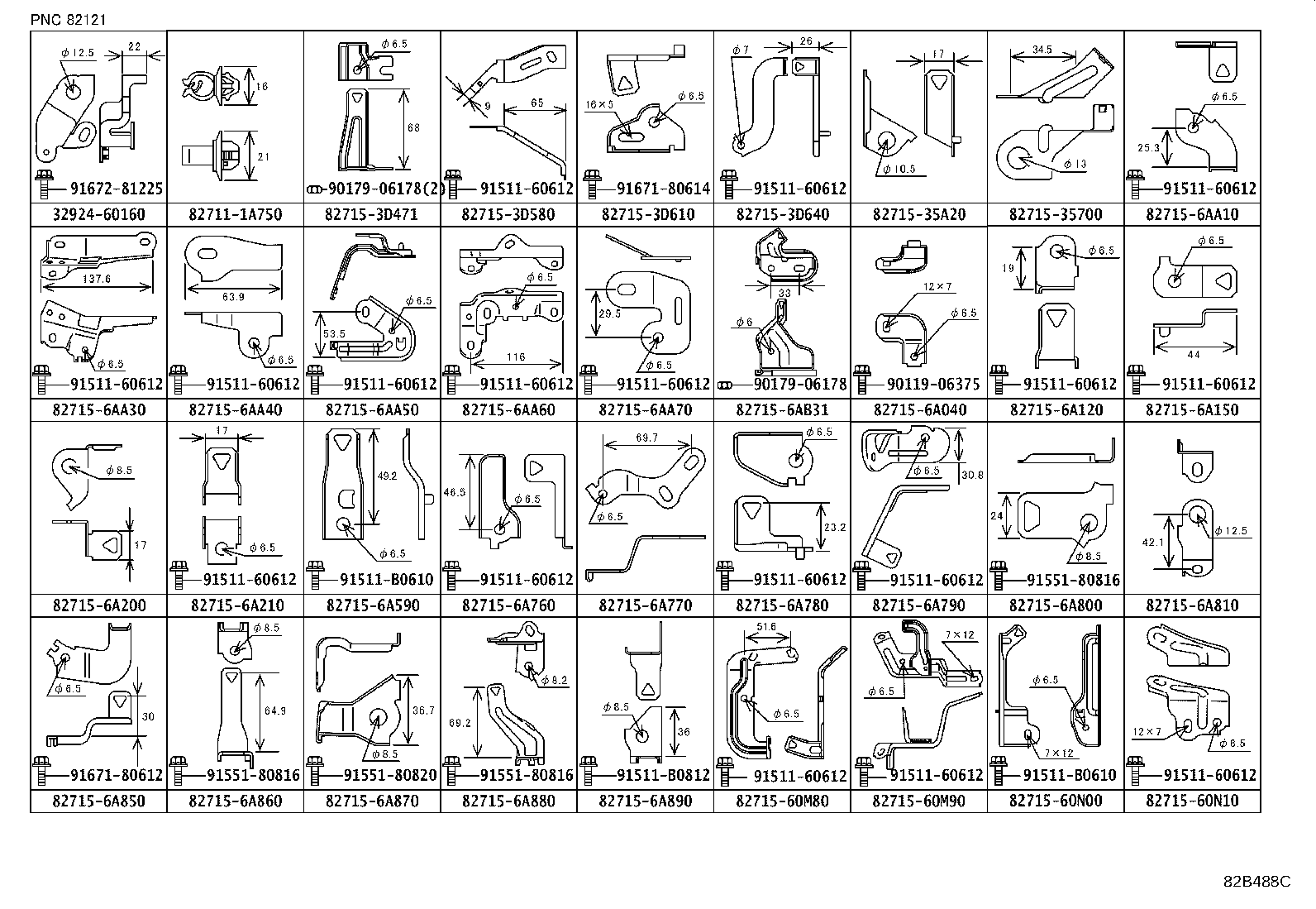 82712-60B70 SUPPORT, WIRING HARNESS product image