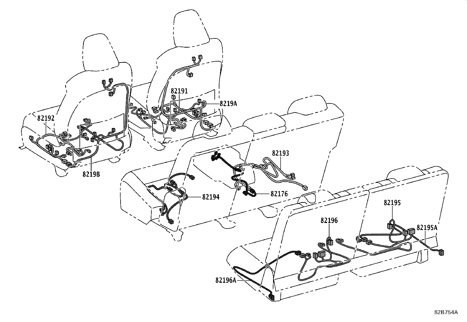 82194-48060 WIRE, REAR SEAT, LH product image