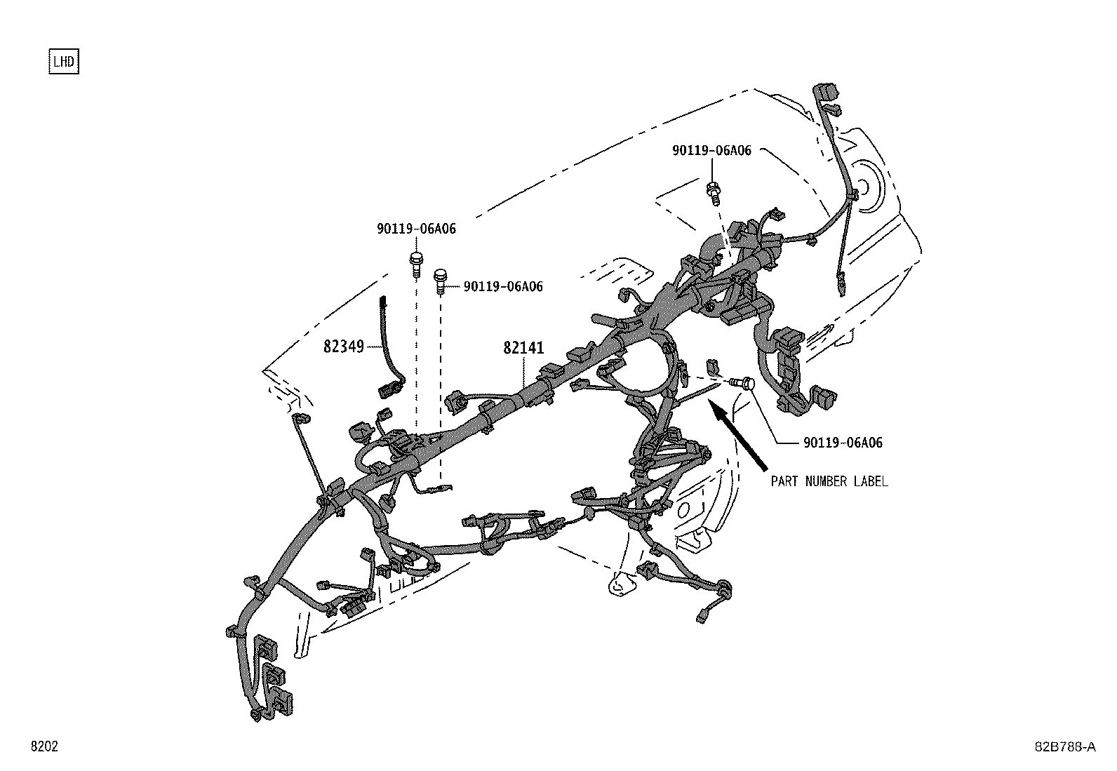 82153-BZ480 WIRE, REAR DOOR, RH product image