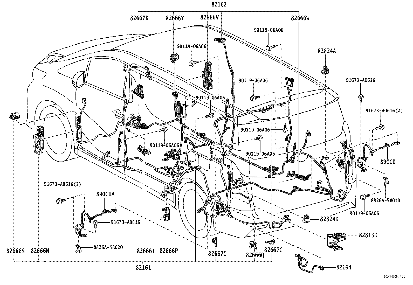 82142-58140 WIRE, INSTRUMENT PANEL, NO.2 product image