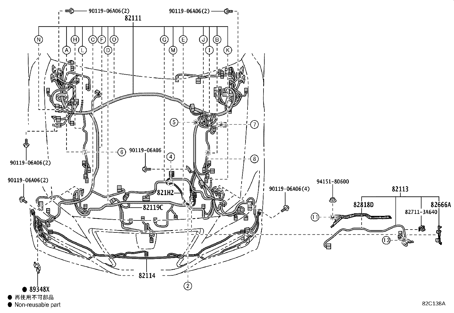 82151-30F81 WIRE, FRONT DOOR, RH product image