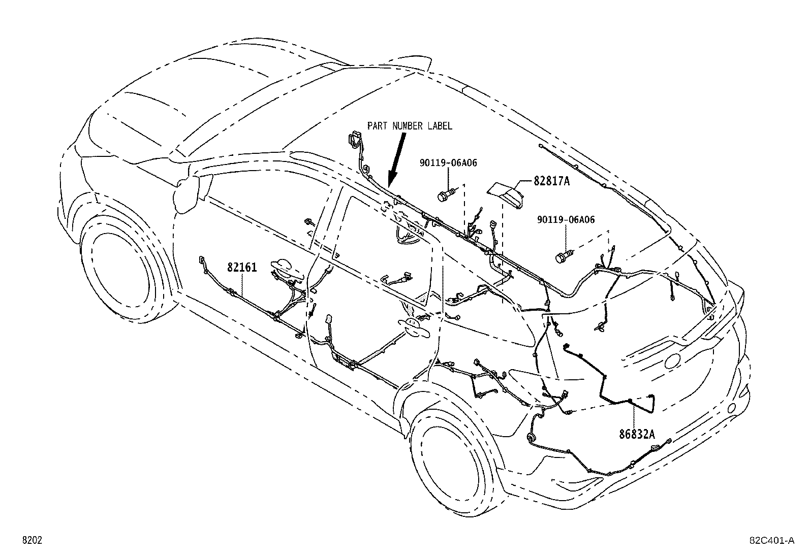 82153-BZ500 WIRE, REAR DOOR, NO.1 product image