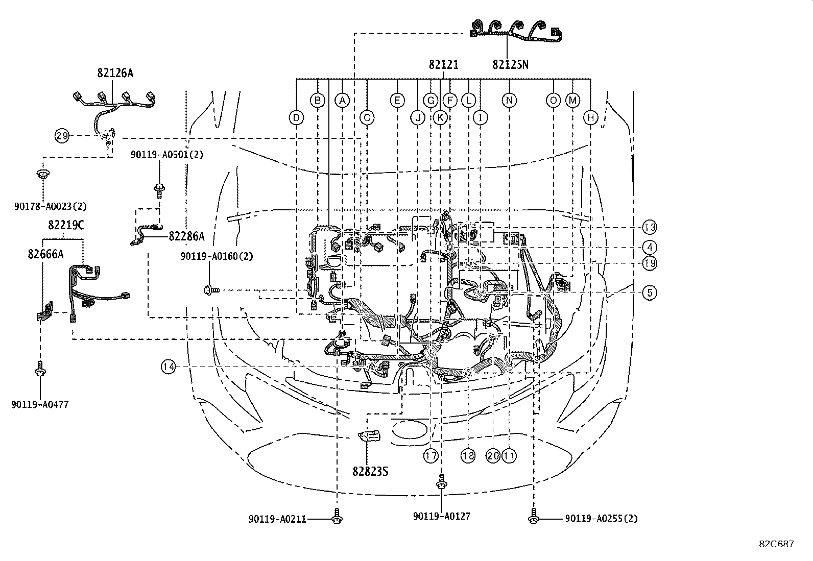 82192-02220 WIRE, FRONT SEAT, LH product image