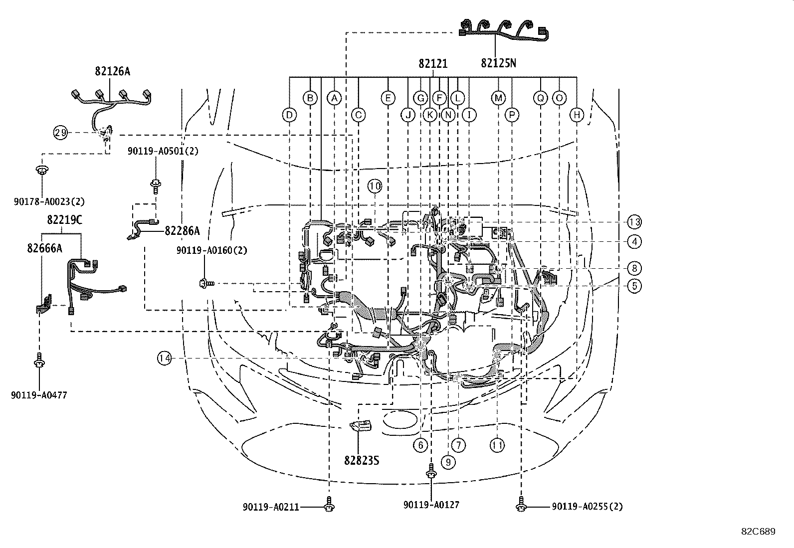 82192-02220 WIRE, FRONT SEAT, LH product image