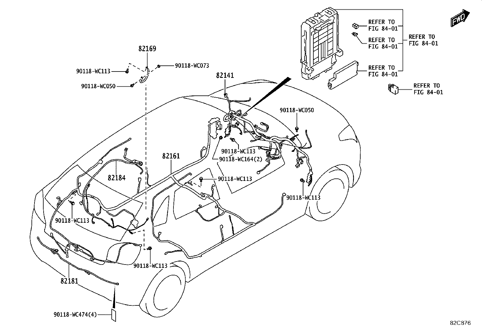 82817-WC001 SUPPORT, WIRING HARNESS product image