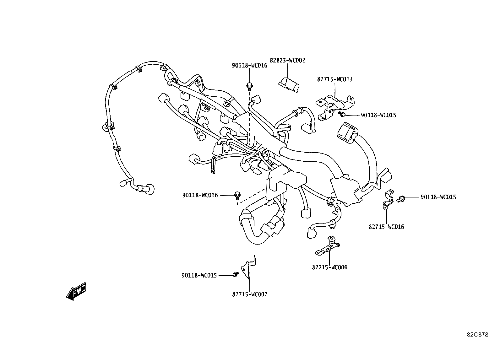 82817-WC001 SUPPORT, WIRING HARNESS product image