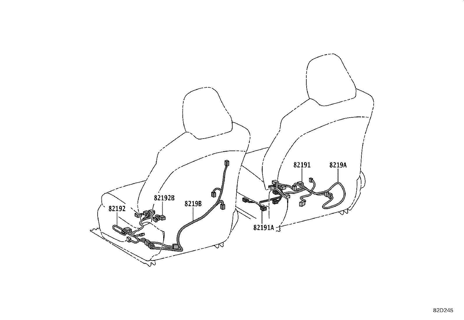 82191-08050 WIRE, FRONT SEAT, RH product image