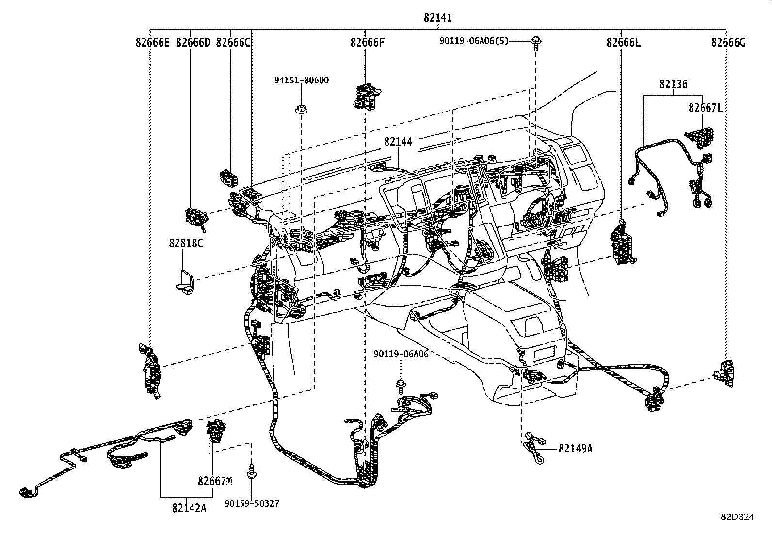 82142-26660 WIRE, INSTRUMENT PANEL, NO.2 product image