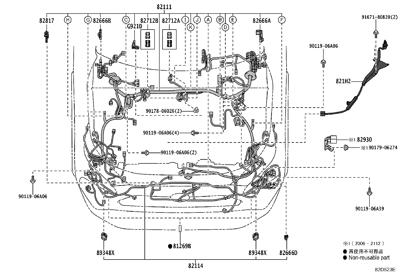 Toyota 82154-42171 WIRE, REAR DOOR, NO.2