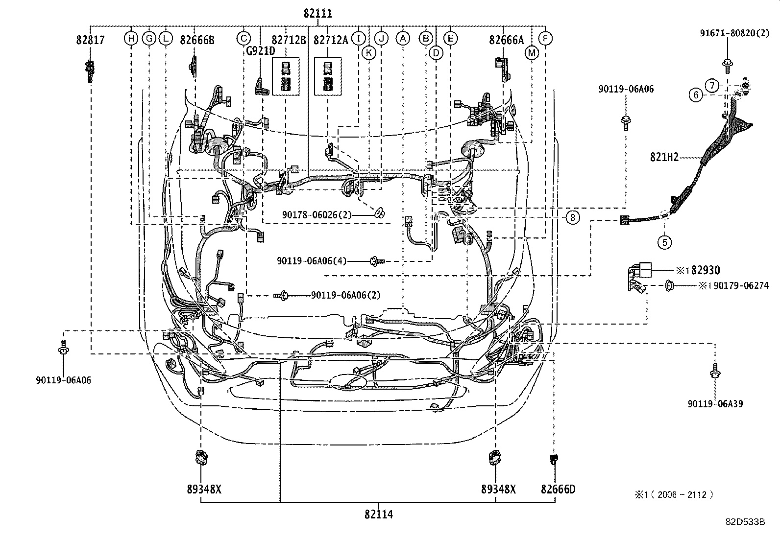 82153-42301 WIRE, REAR DOOR, NO.1 product image