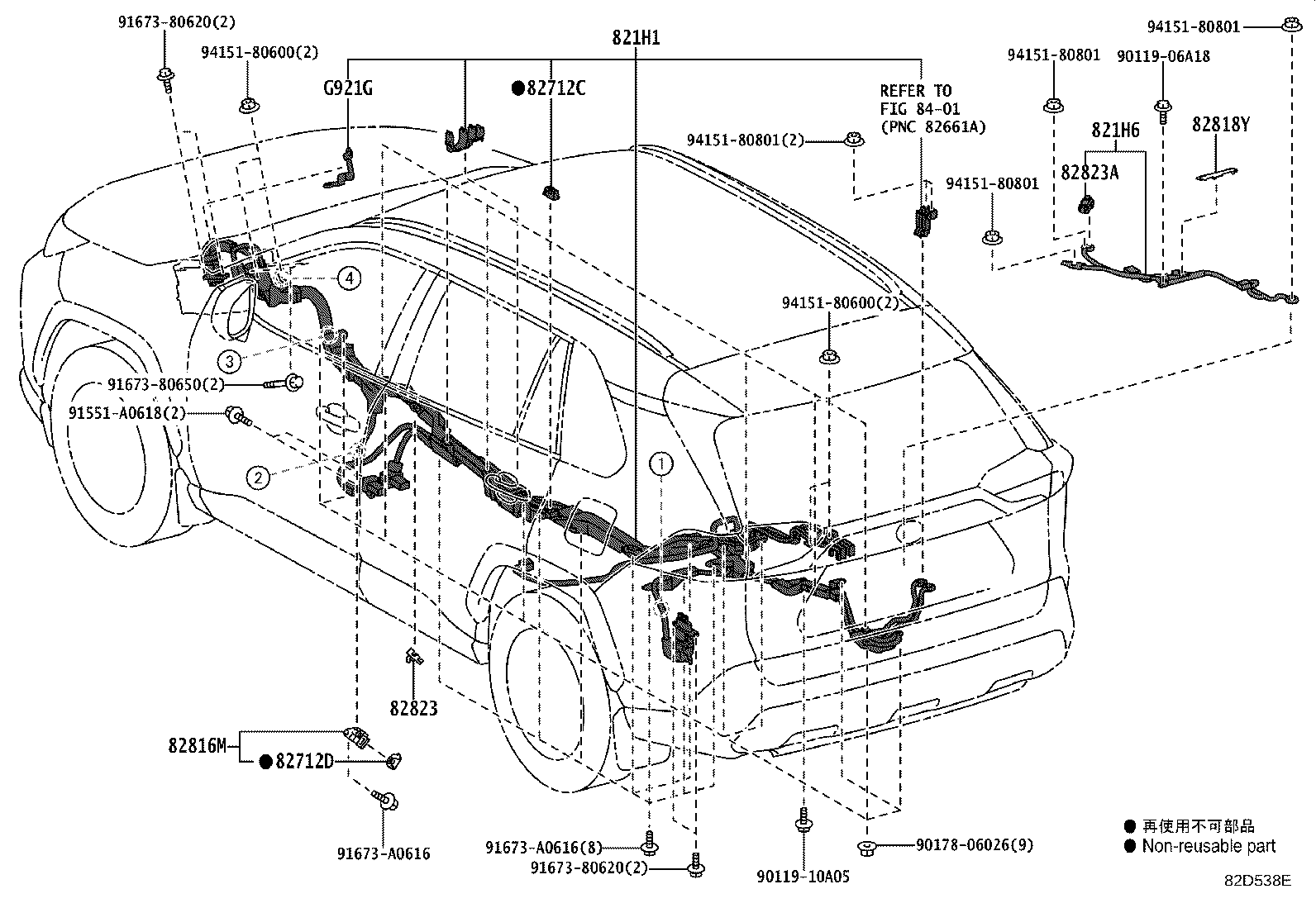 82153-42301 WIRE, REAR DOOR, NO.1 product image