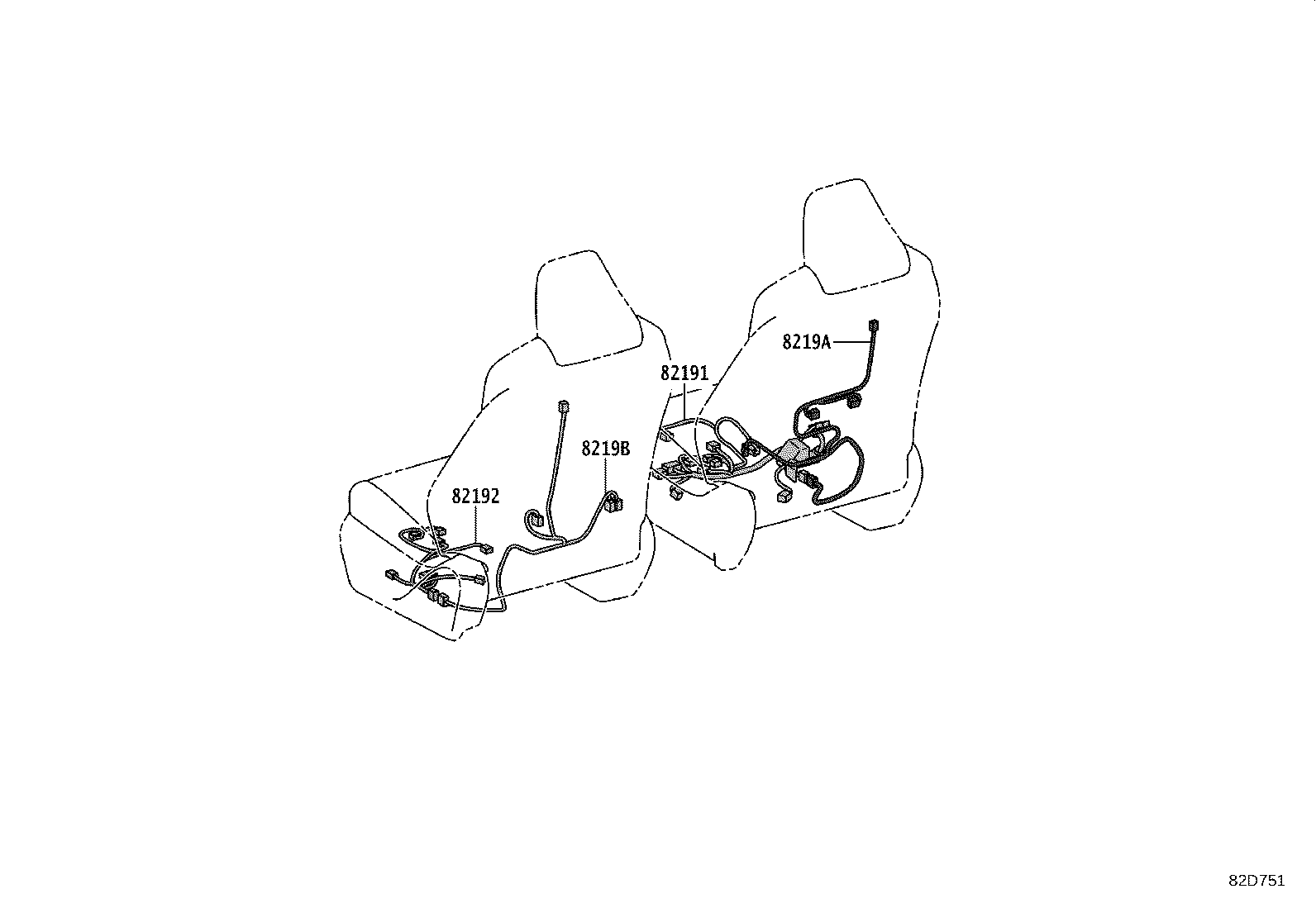 82191-48B40 WIRE, FRONT SEAT, RH product image