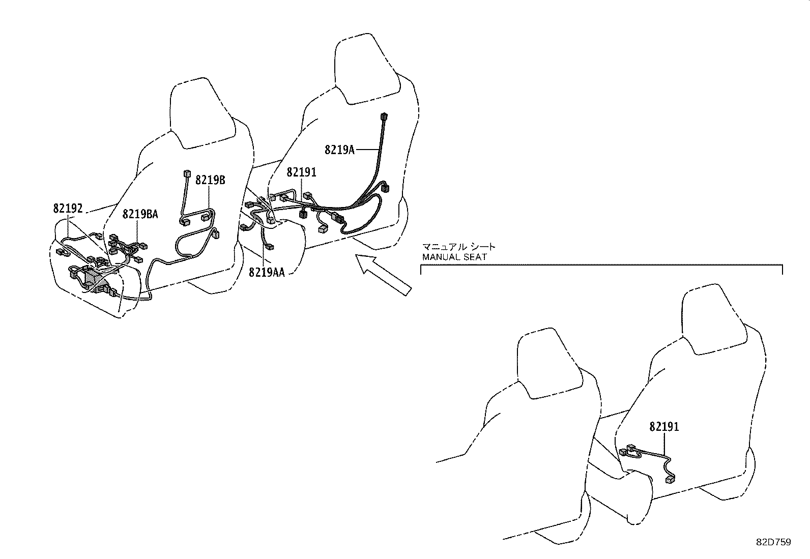 82192-48810 WIRE, FRONT SEAT, LH product image