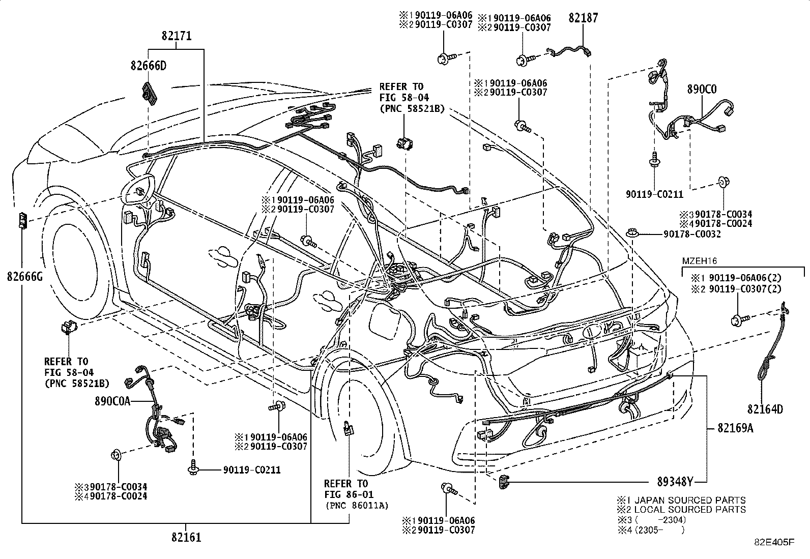 82191-02280 WIRE, FRONT SEAT, RH product image