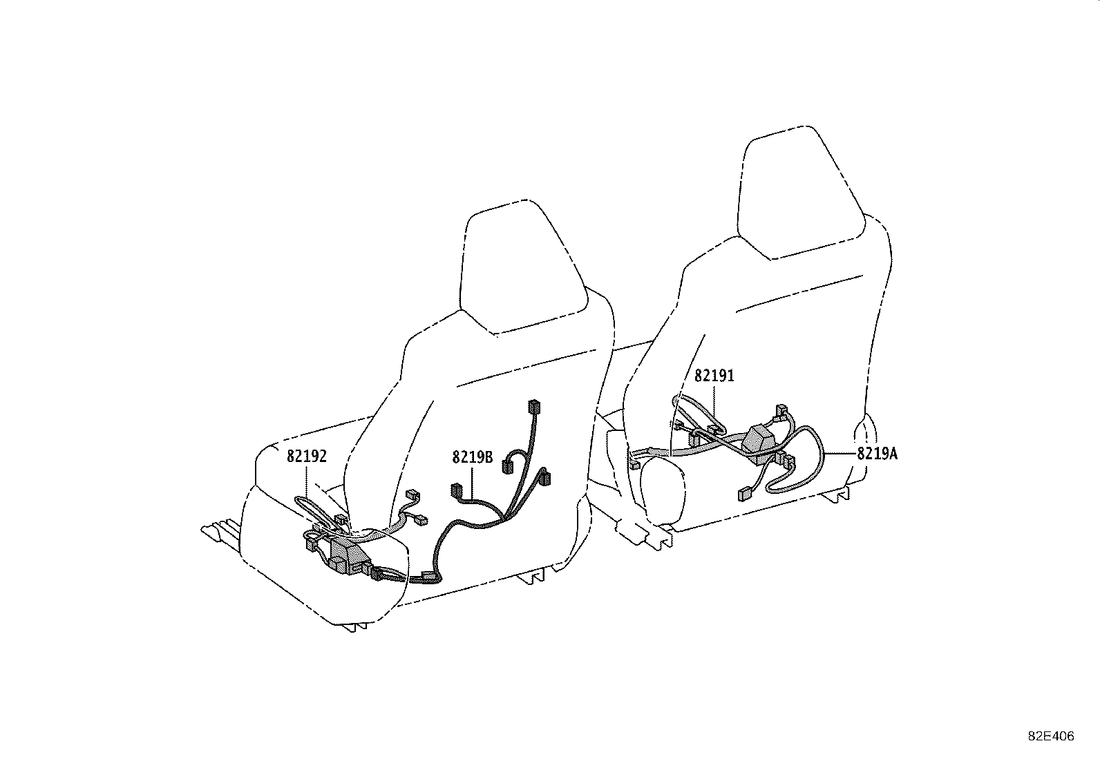 82191-02280 WIRE, FRONT SEAT, RH product image