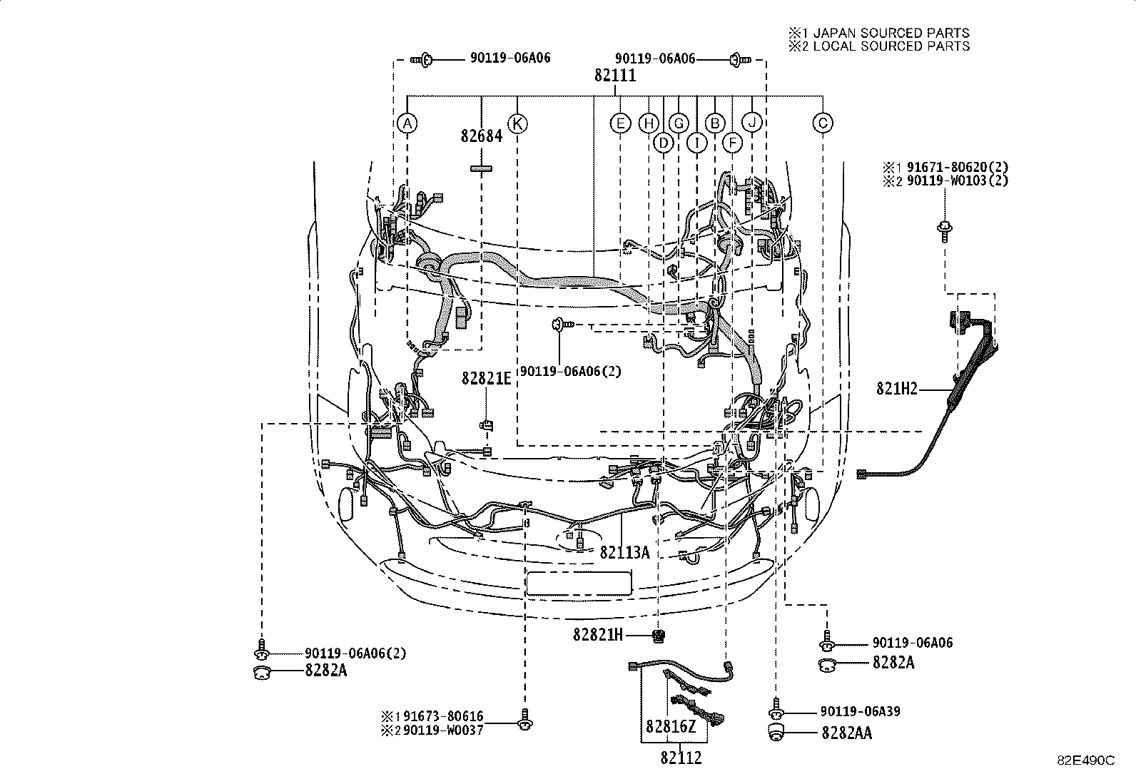 82113-0D020 WIRE, MOTOR COMPARTMENT, NO.3 product image