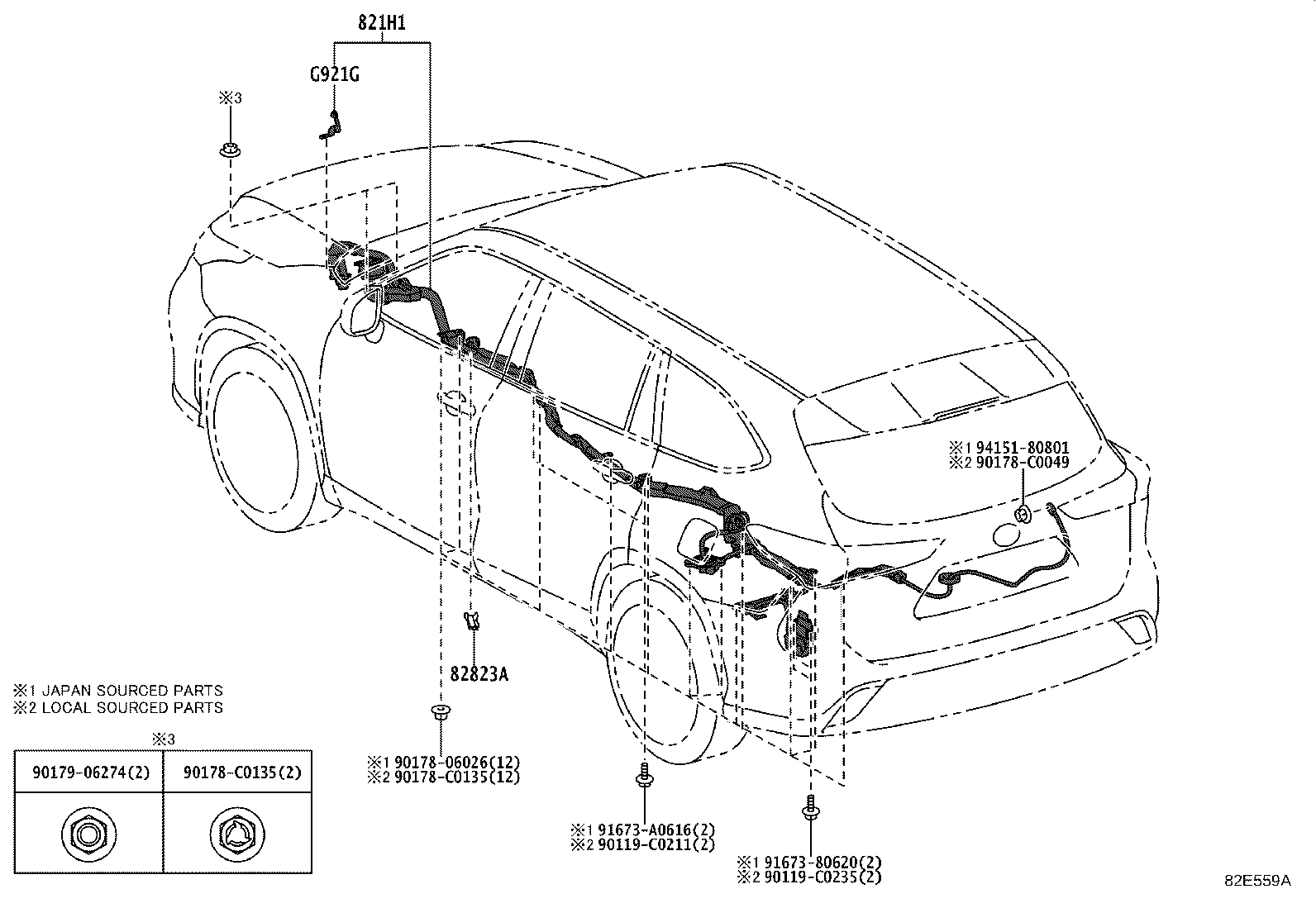 82154-0E720 WIRE, REAR DOOR, NO.2 product image