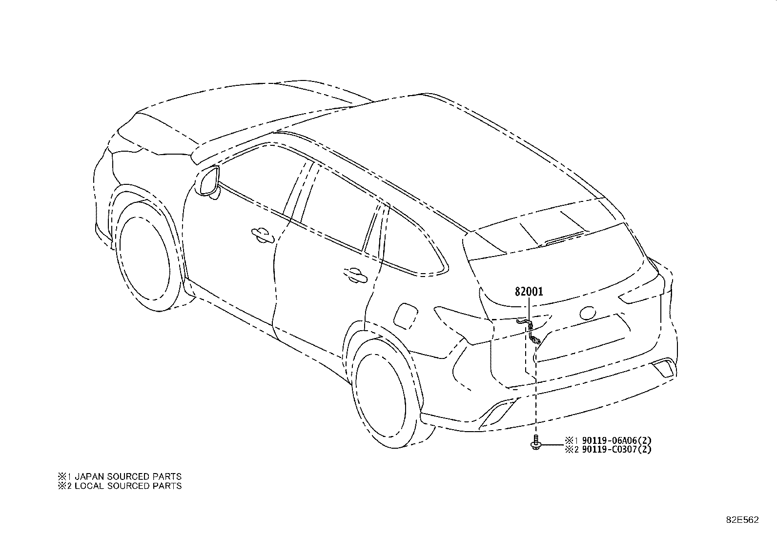 82154-0E720 WIRE, REAR DOOR, NO.2 product image