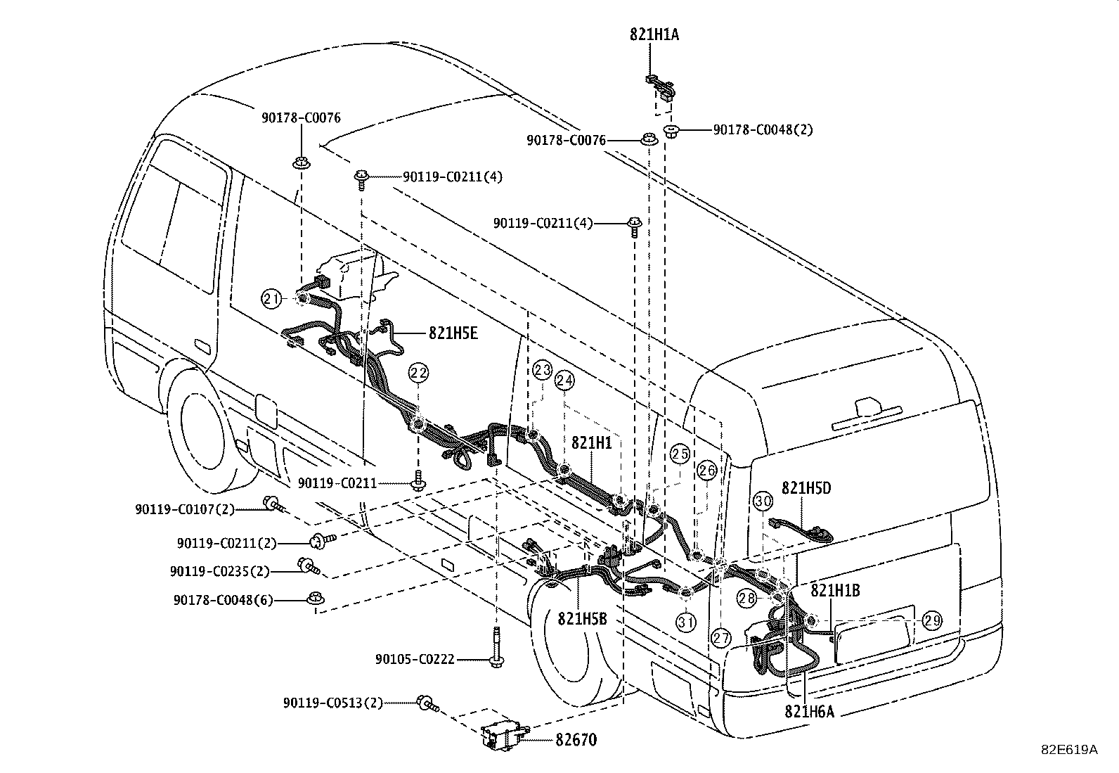 82712-28230 SUPPORT, WIRING HARNESS product image