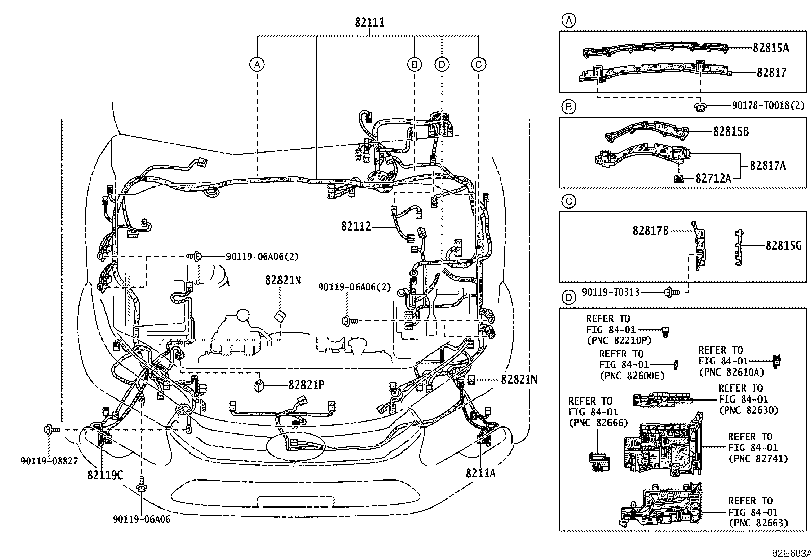 Toyota 82143-KKC10 WIRE, INSTRUMENT PANEL, NO.3