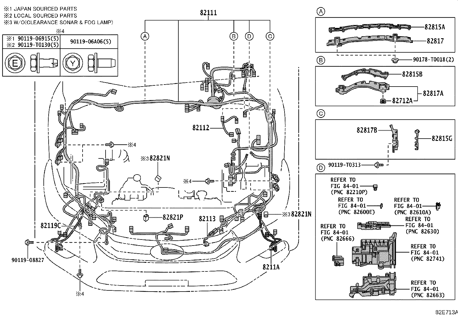 Toyota 82143-KKC40 WIRE, INSTRUMENT PANEL, NO.3