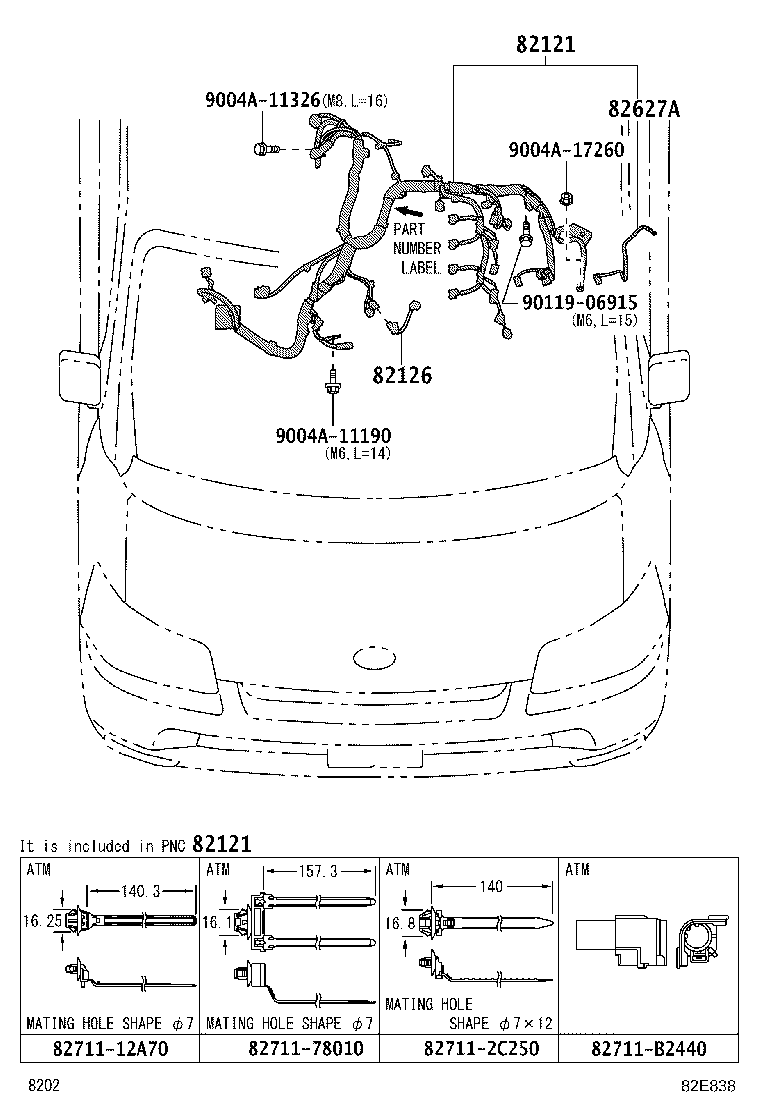 82121-BZK80 WIRE, ENGINE product image