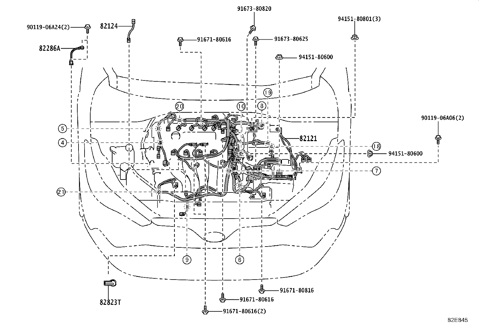 82151-16720 WIRE, FRONT DOOR, RH product image