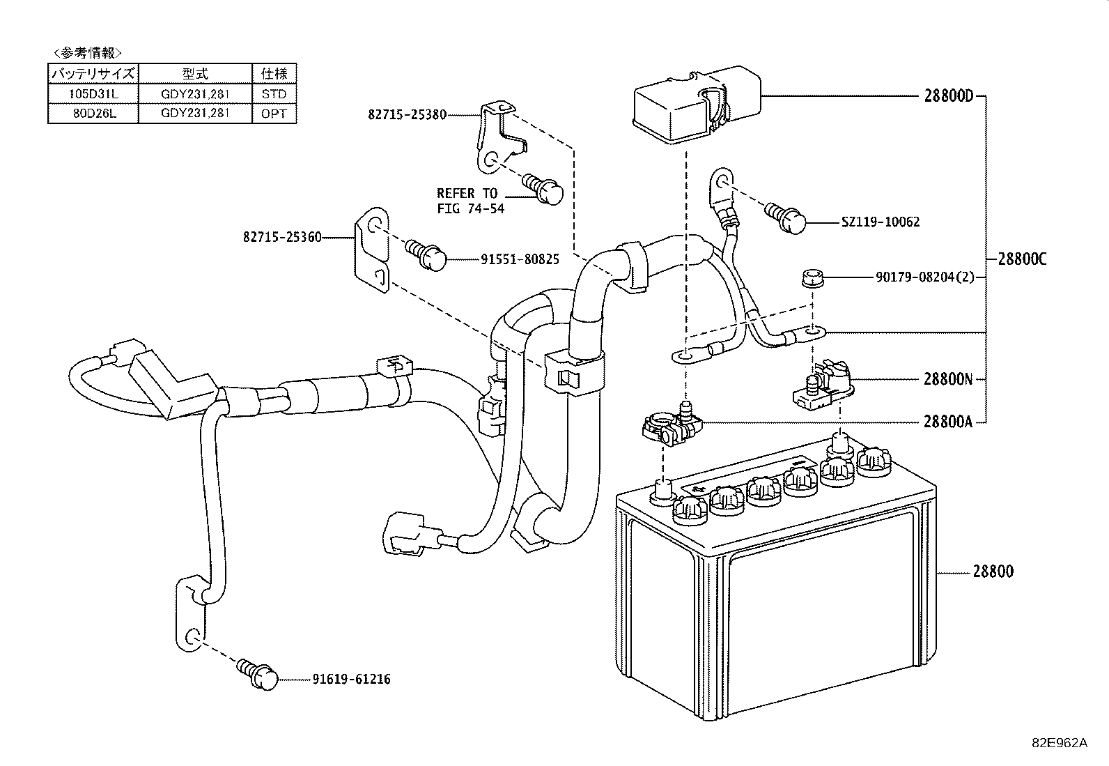 82122-25870 CABLE, BATTERY TO STARTER(FOR BATTERY TO MAIN SWITCH) product image