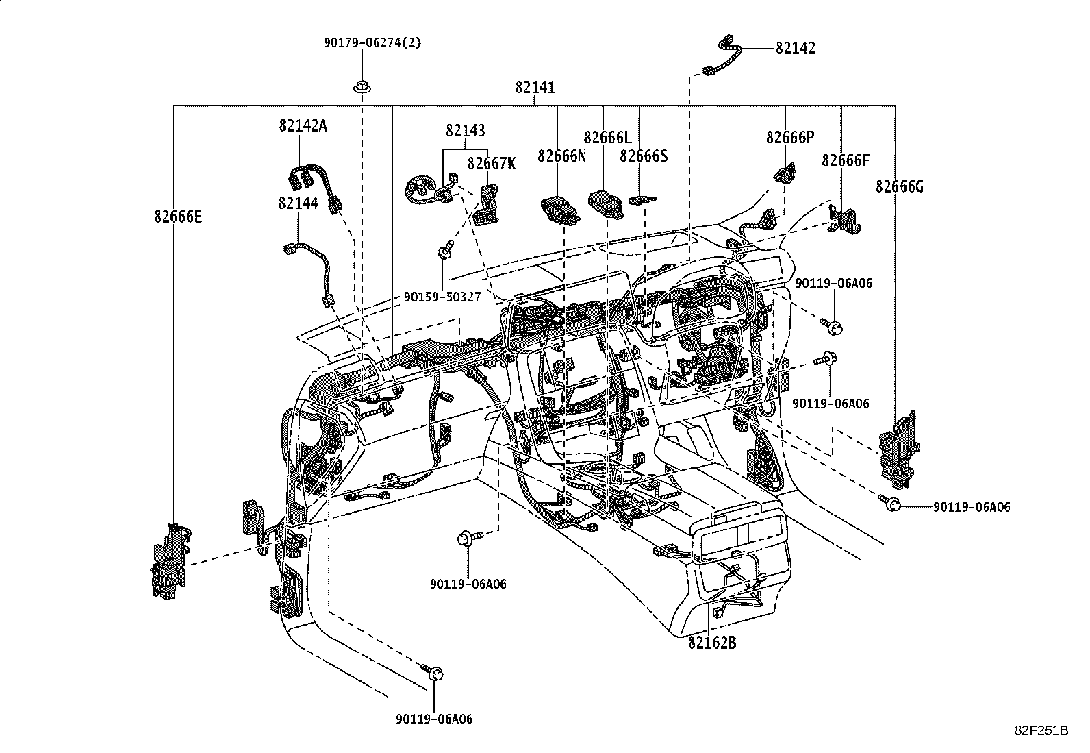 82143-60E80 WIRE, INSTRUMENT PANEL, NO.3 product image
