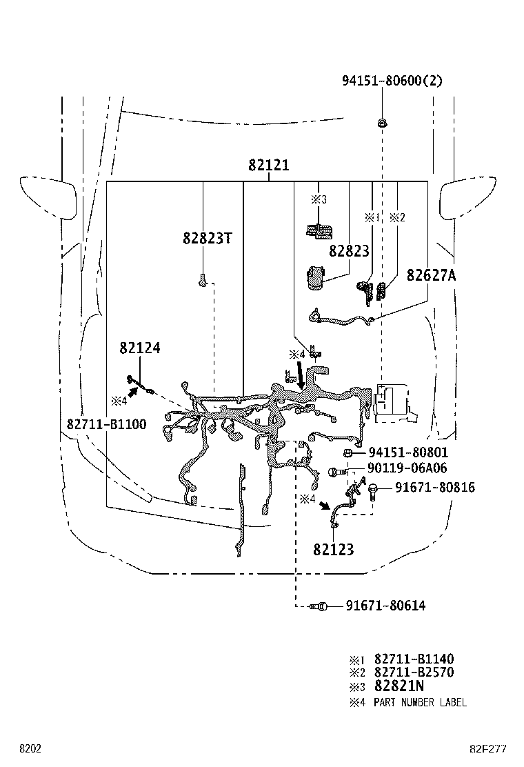 82153-BZ580 WIRE, REAR DOOR, RH product image