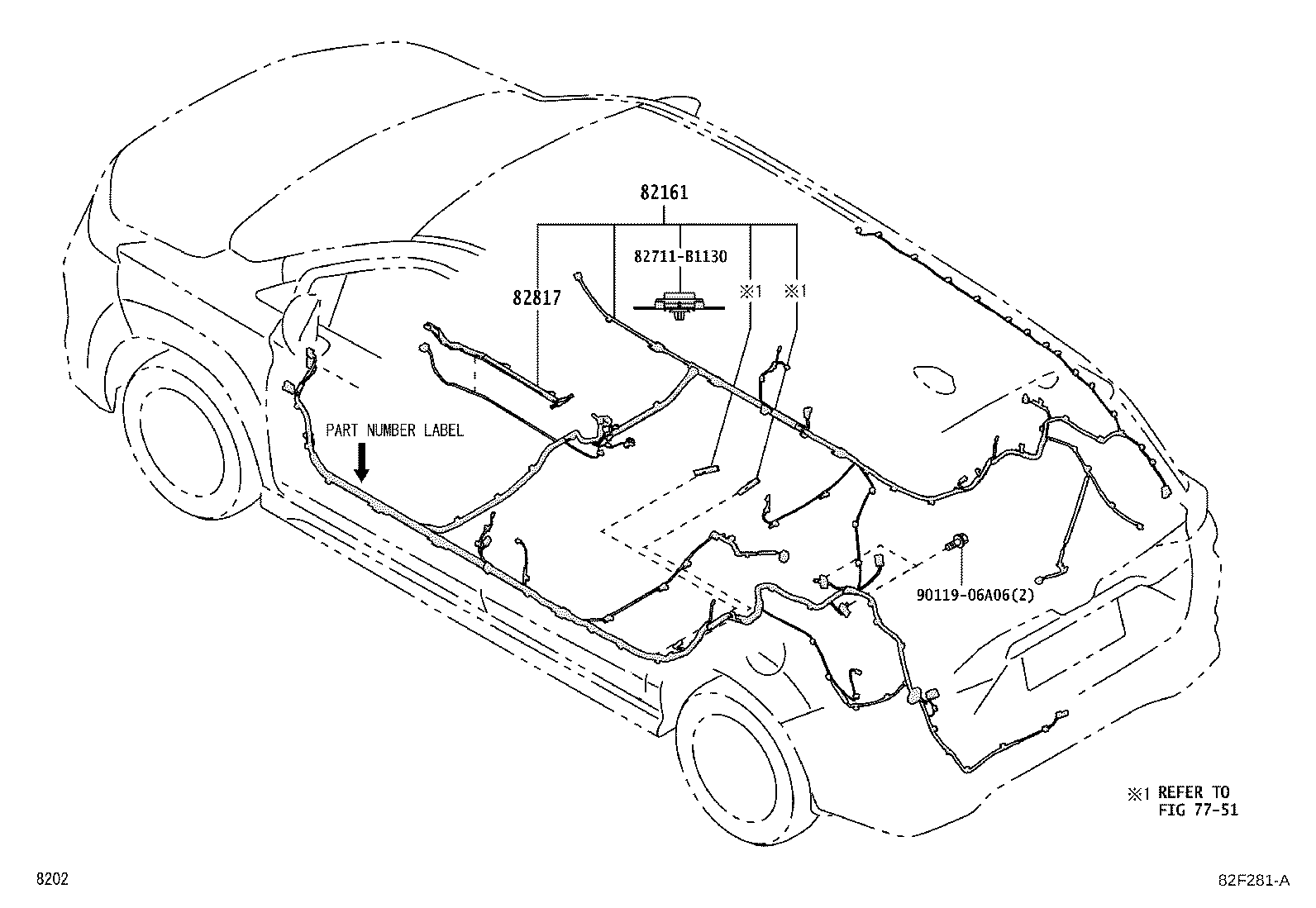 82153-BZ580 WIRE, REAR DOOR, RH product image