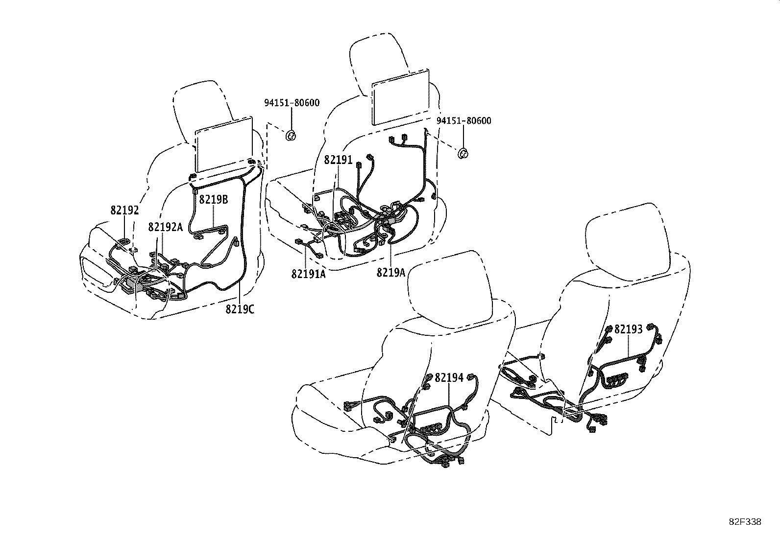 82191-60L40 WIRE, FRONT SEAT, RH product image